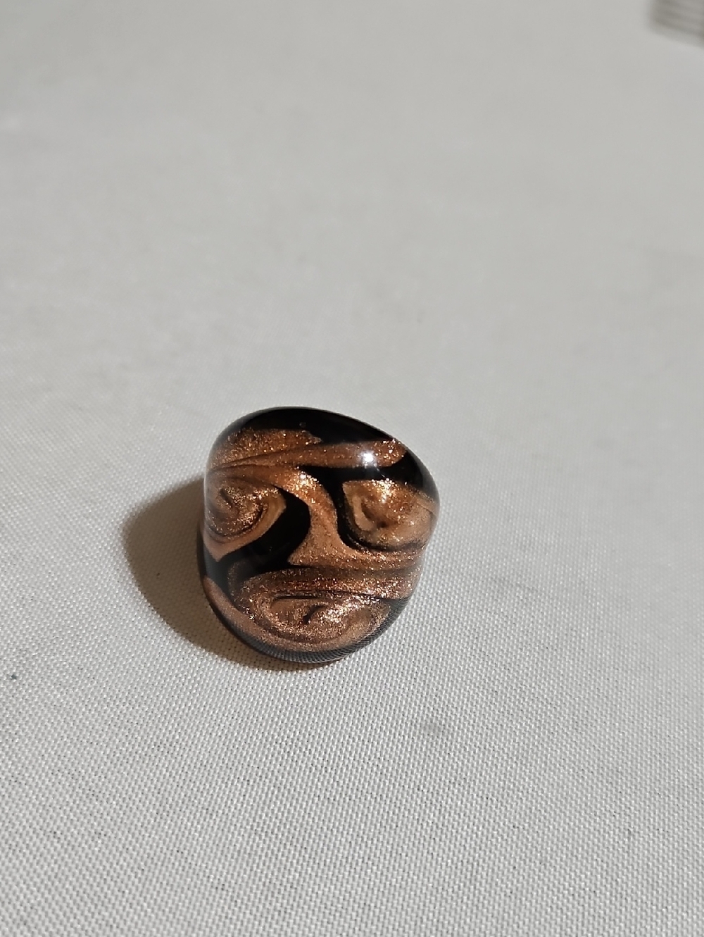 Murano Black and Pink Glass Ring - Size 8.5